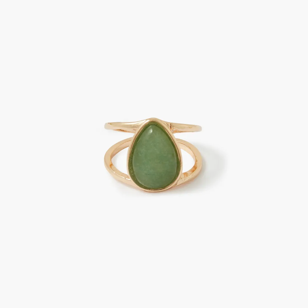 Shop Bague avec pierre fantaisie - vert et doré Bagues