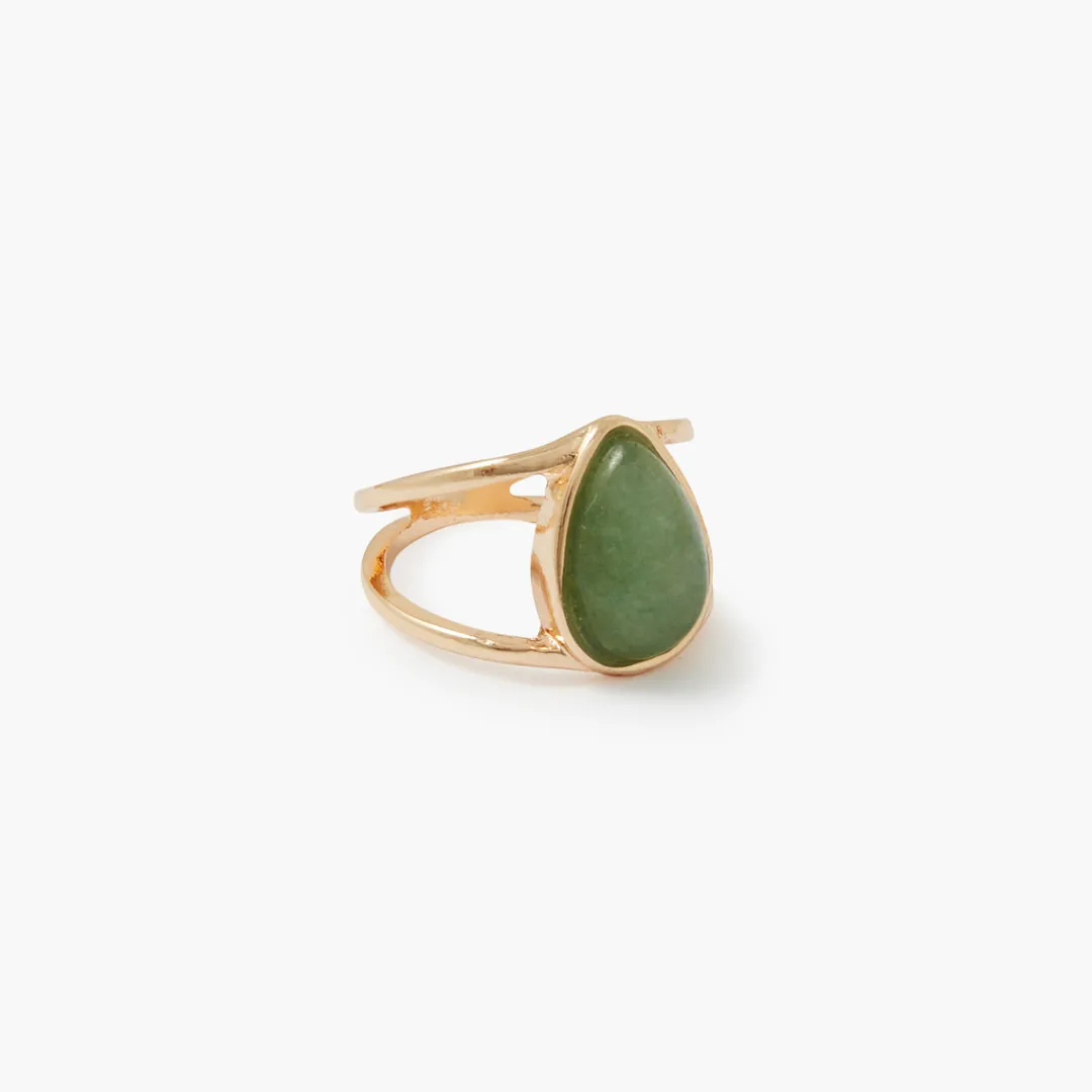 Shop Bague avec pierre fantaisie - vert et doré Bagues