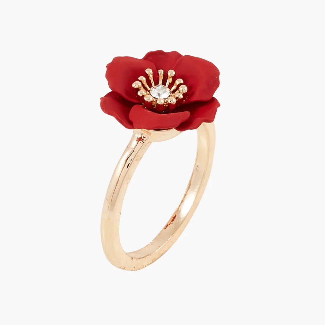 Shop Bague fleur rouge Bagues