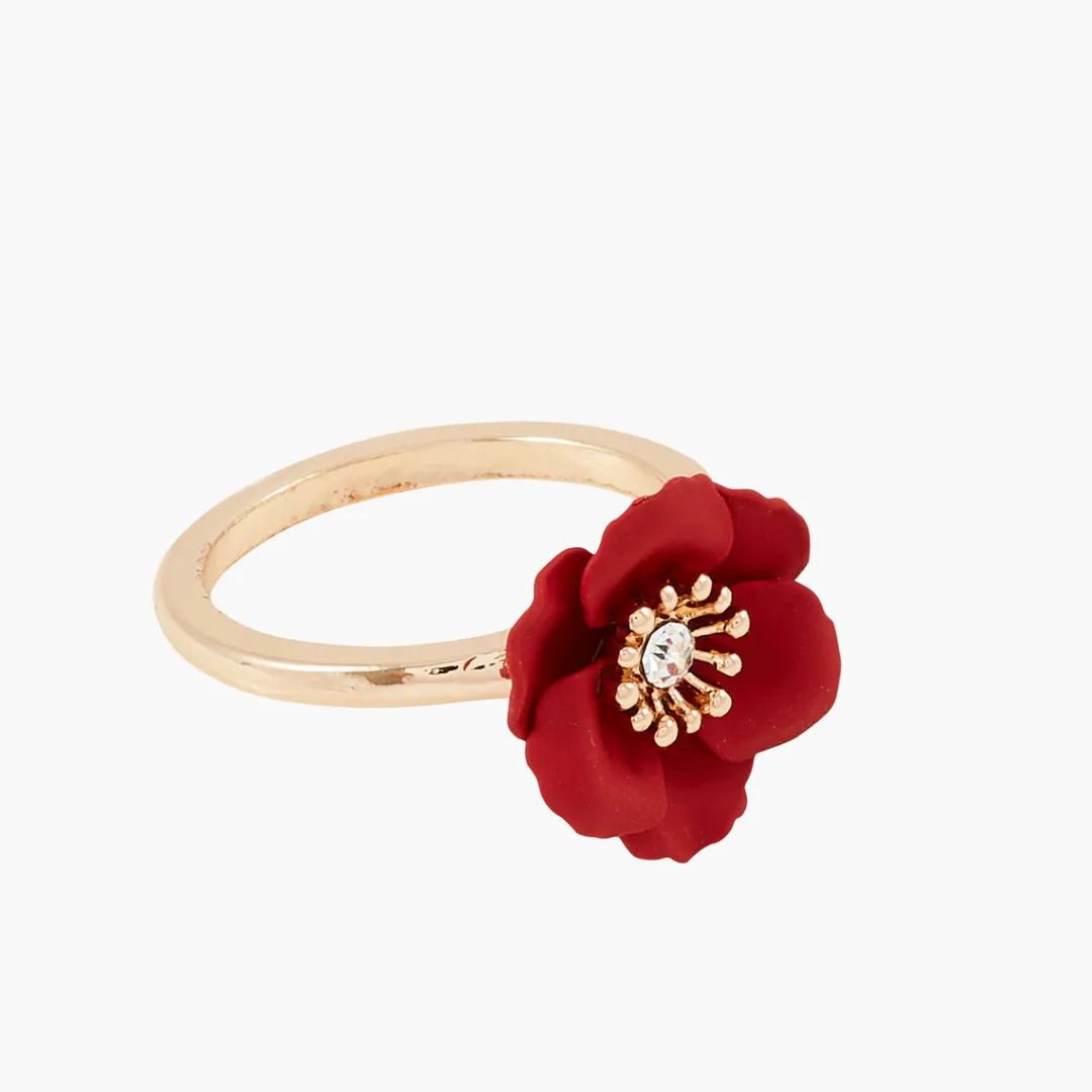 Shop Bague fleur rouge Bagues