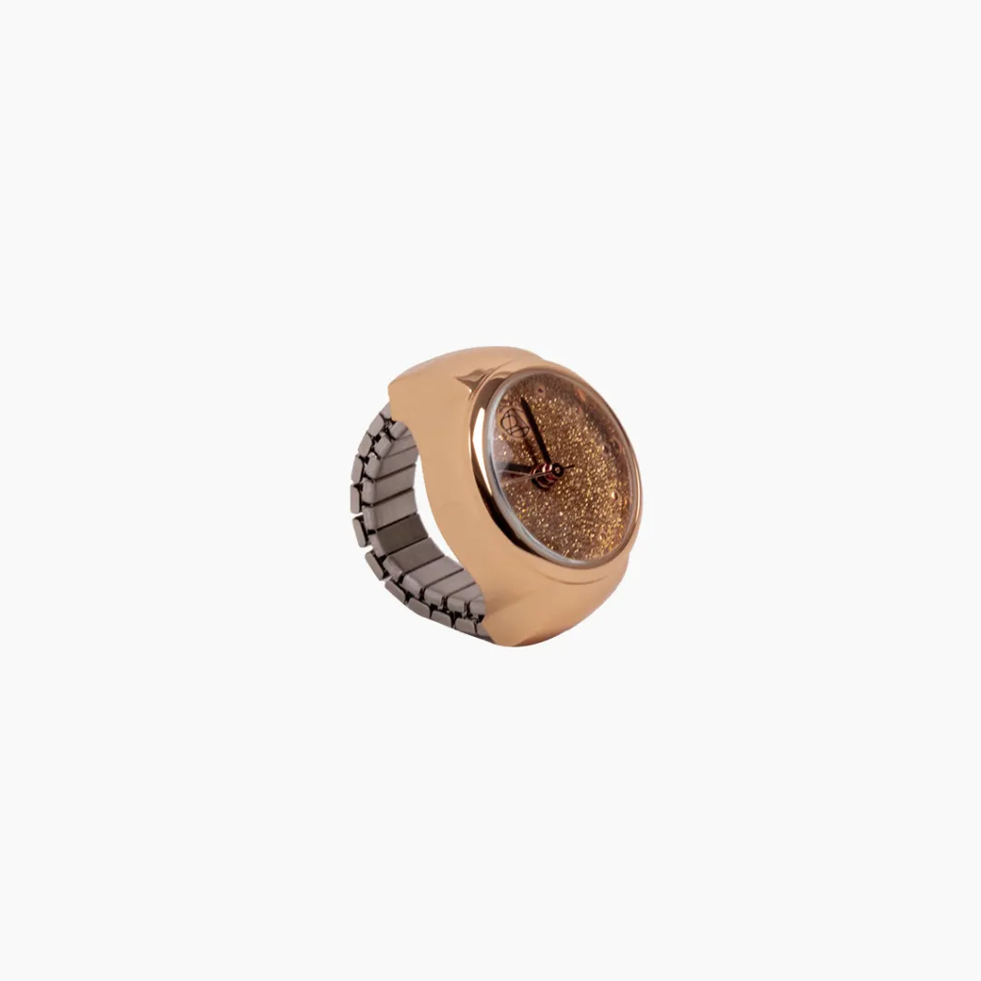 Fashion Bague Montre doré fond glitter Montres | Bagues