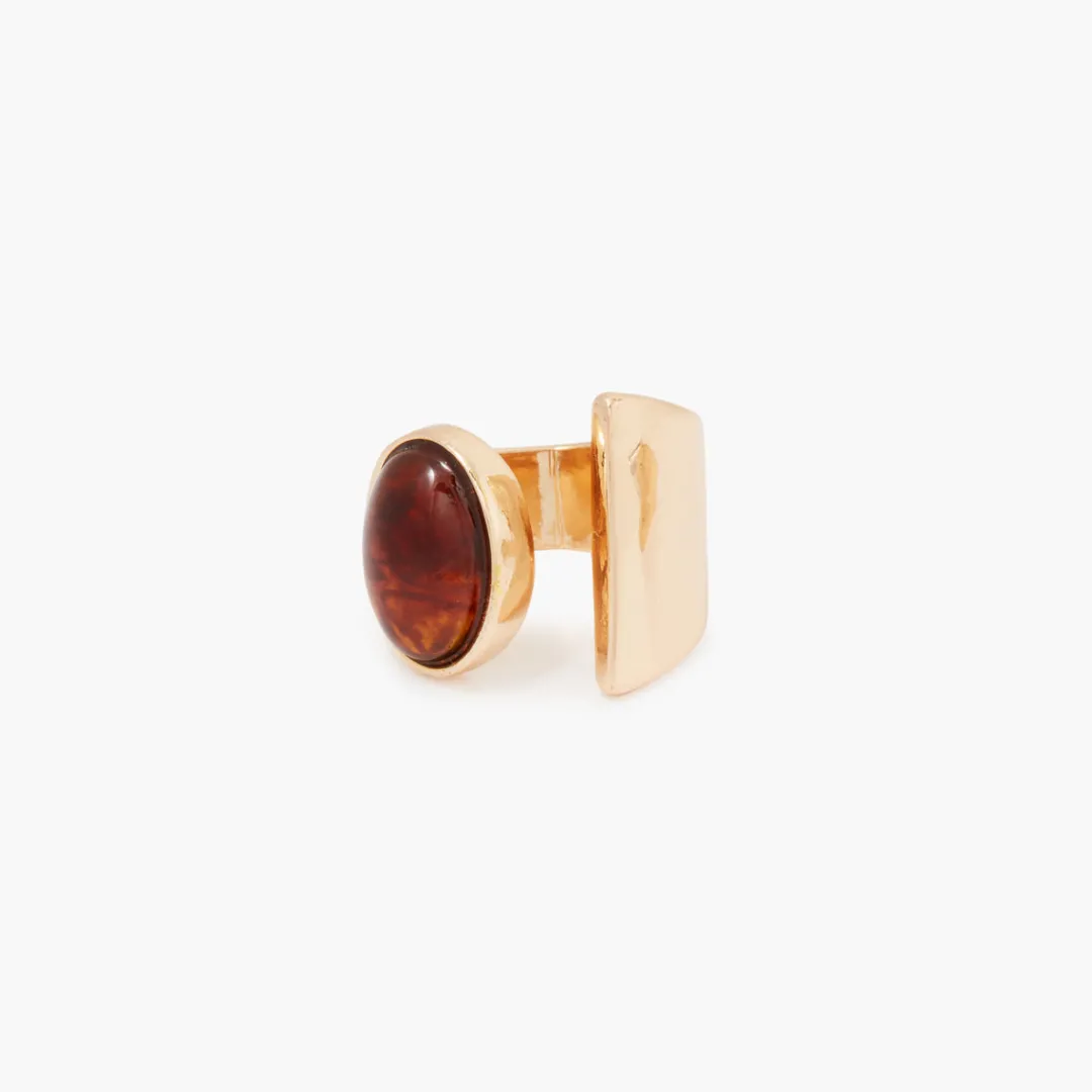 Cheap Bague ouverte ovale marron Bagues