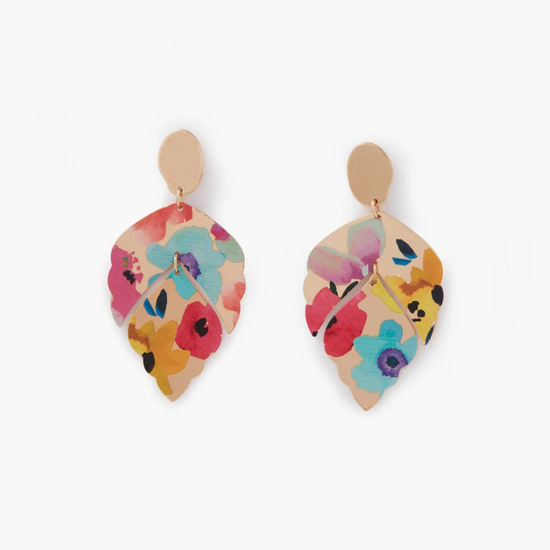 Flash Sale Boucles d'oreilles Balagane feuilles à imprimé fleurs Boucles D'Oreilles