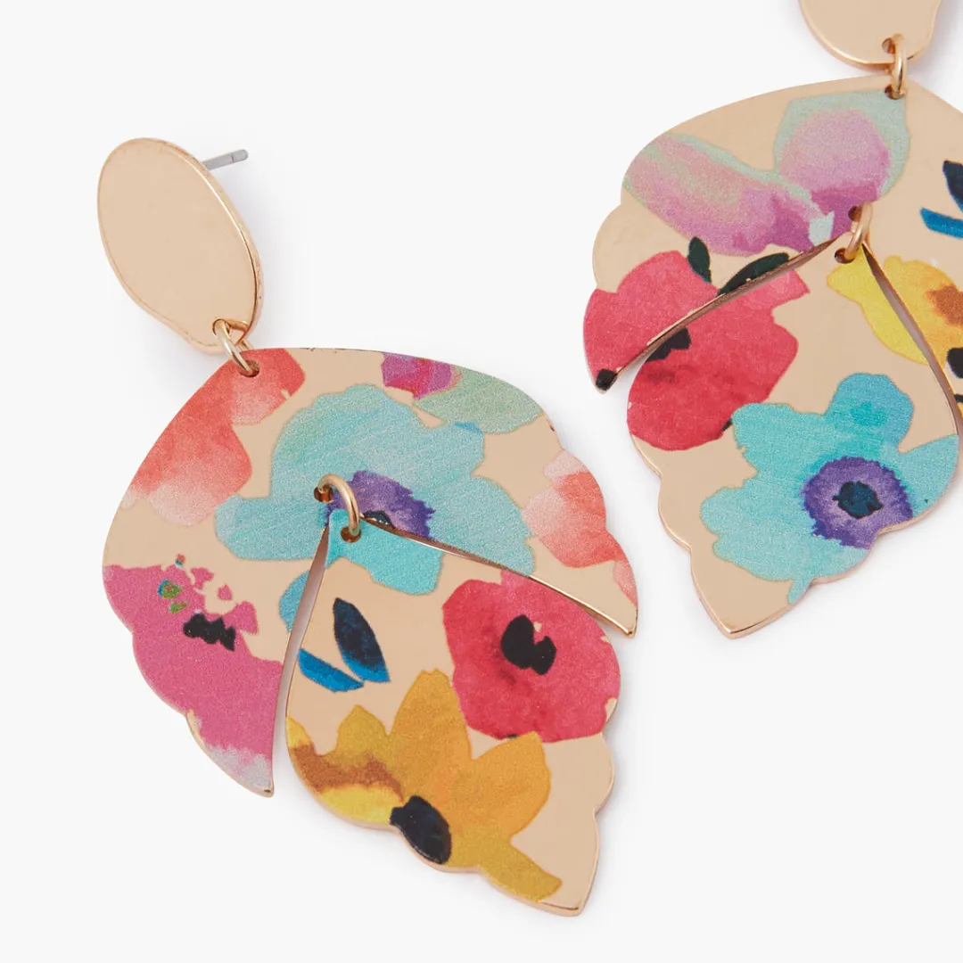 Flash Sale Boucles d'oreilles Balagane feuilles à imprimé fleurs Boucles D'Oreilles