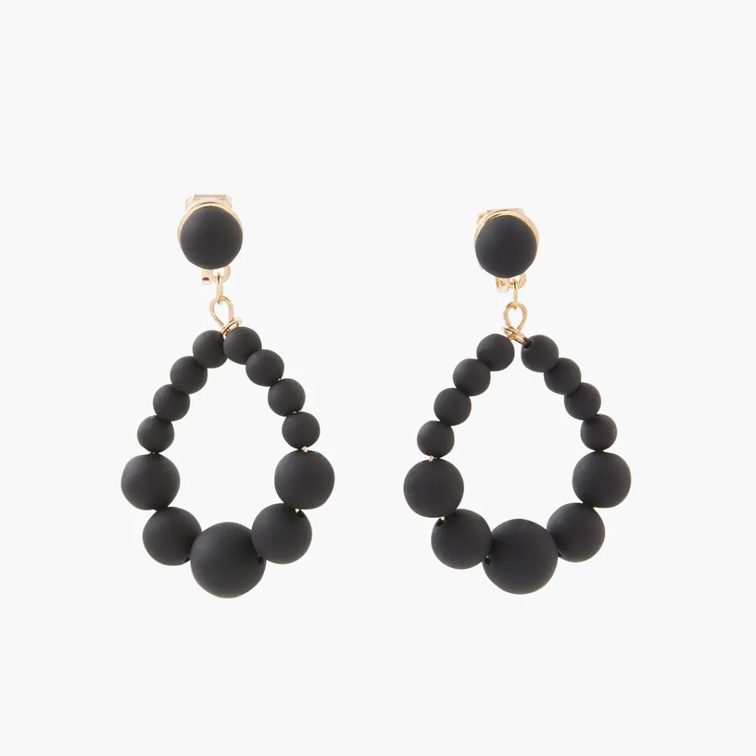 Clearance Boucles d'oreilles clips gouttes noires Boucles D'Oreilles