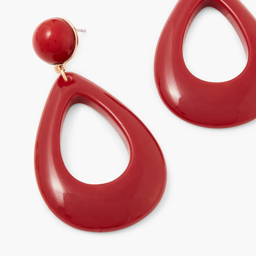 Flash Sale Boucles d'oreilles gouttes en résine rouge Boucles D'Oreilles