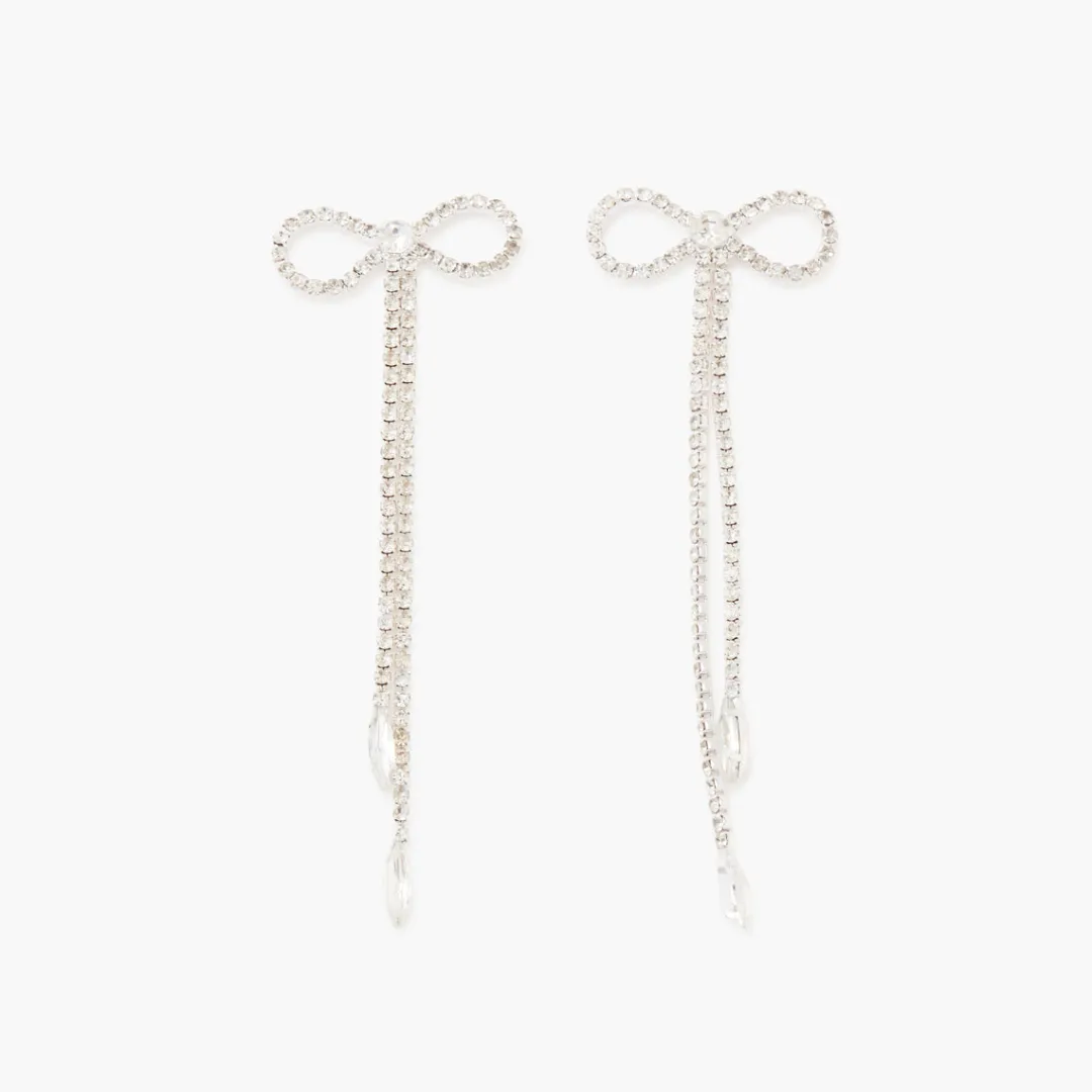 New Boucles d'oreilles noeuds pendants à strass Boucles D'Oreilles