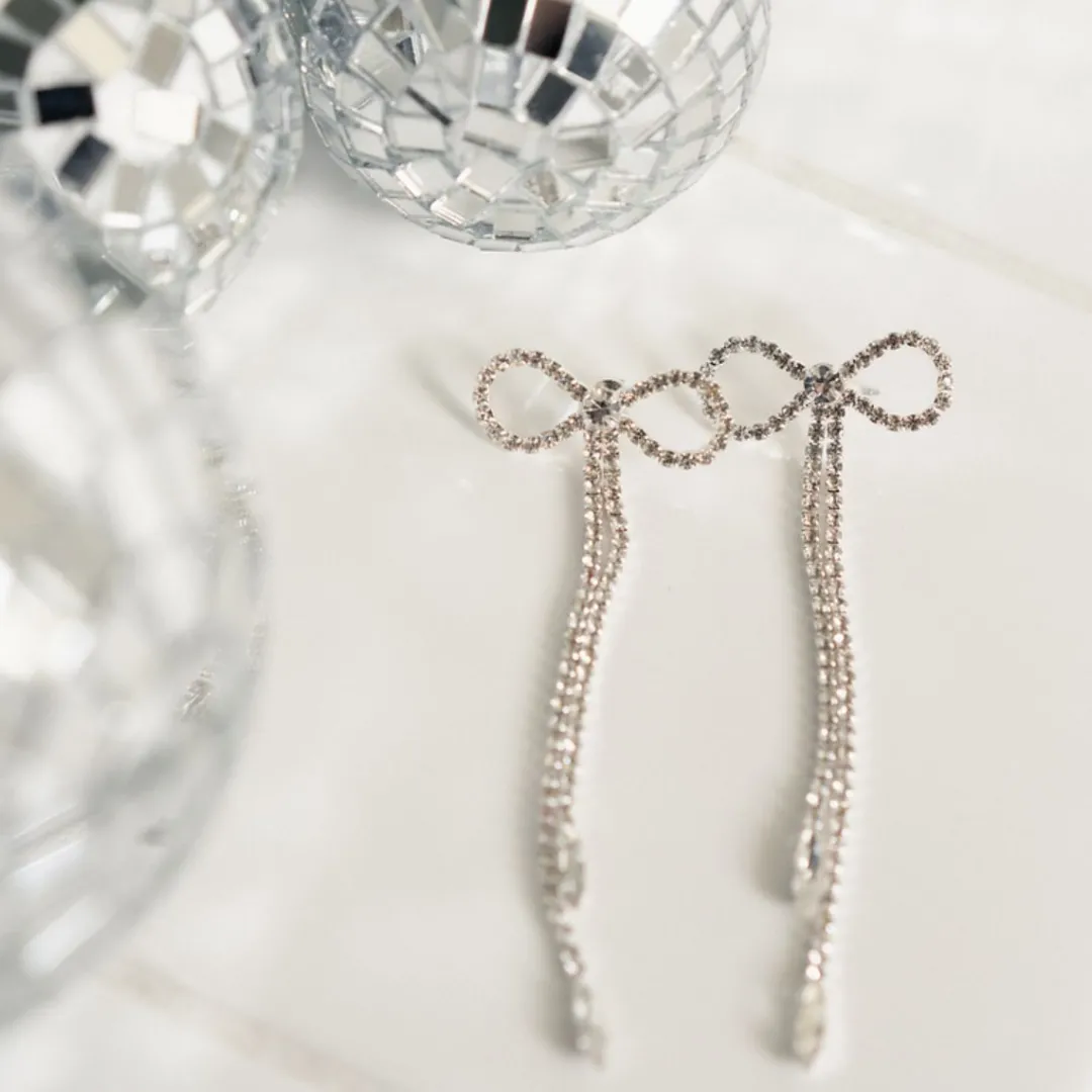 New Boucles d'oreilles noeuds pendants à strass Boucles D'Oreilles