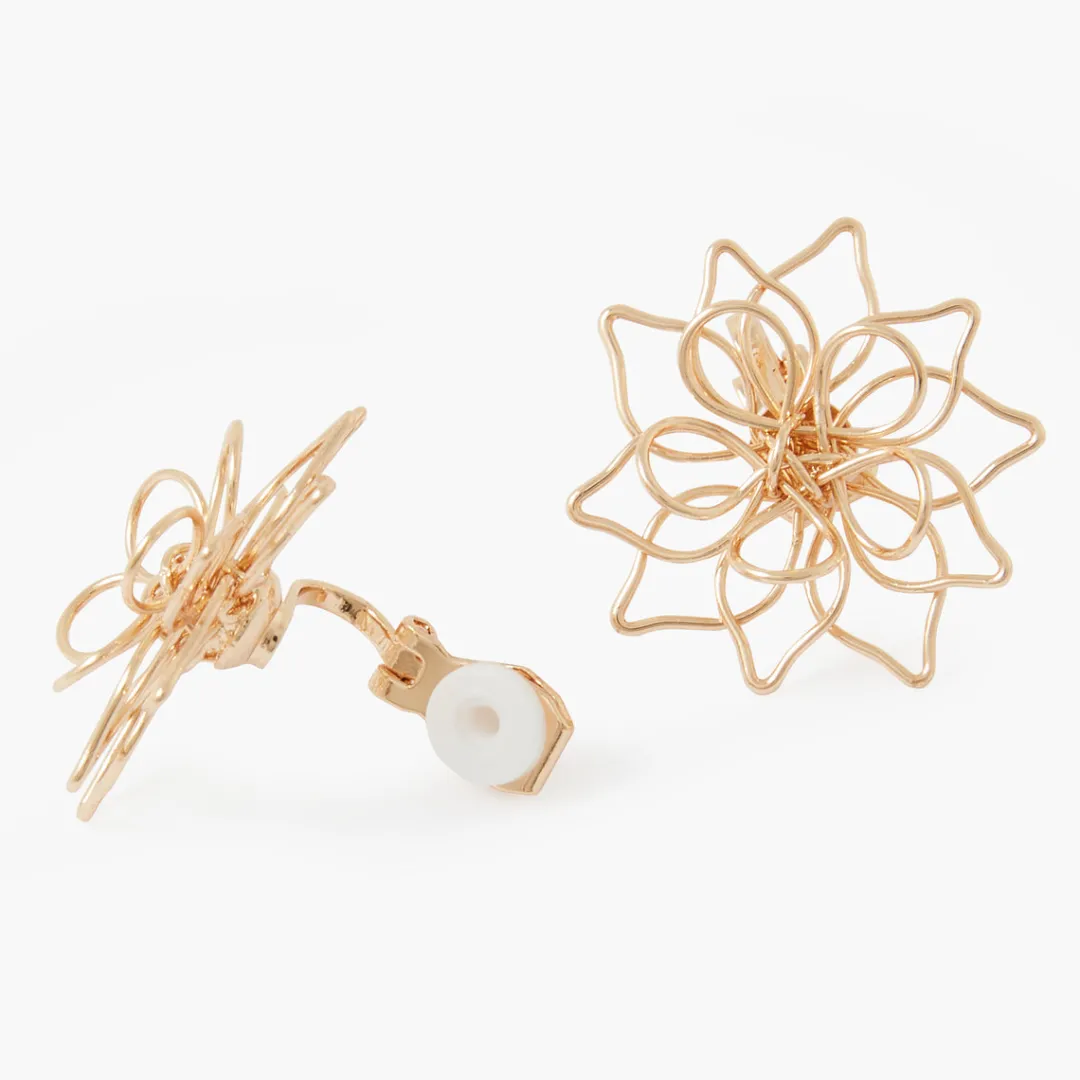 Hot Clips d'oreilles fleurs en métal Boucles D'Oreilles