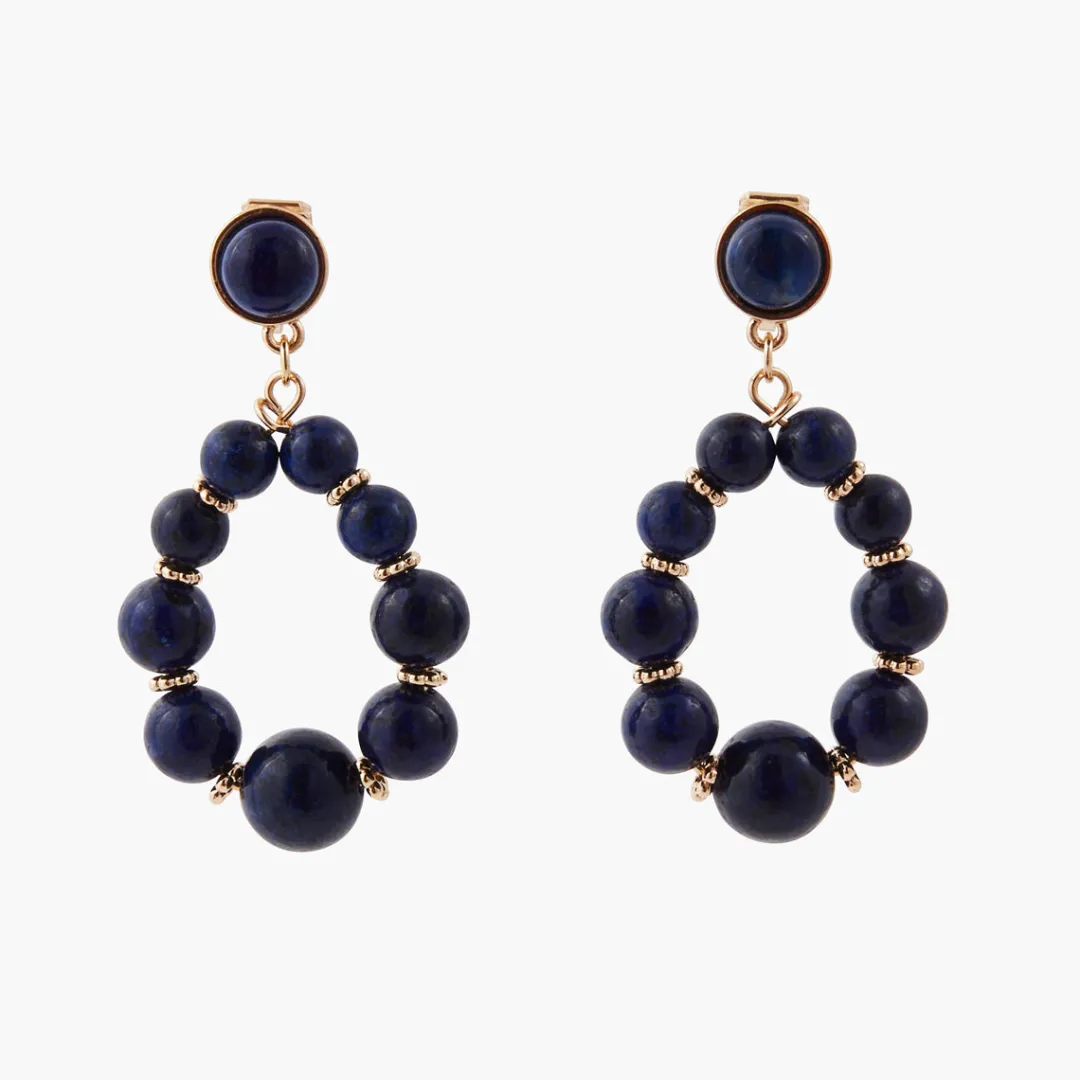 Sale Clips d'oreilles pierre Lapis Lazuli Boucles D'Oreilles