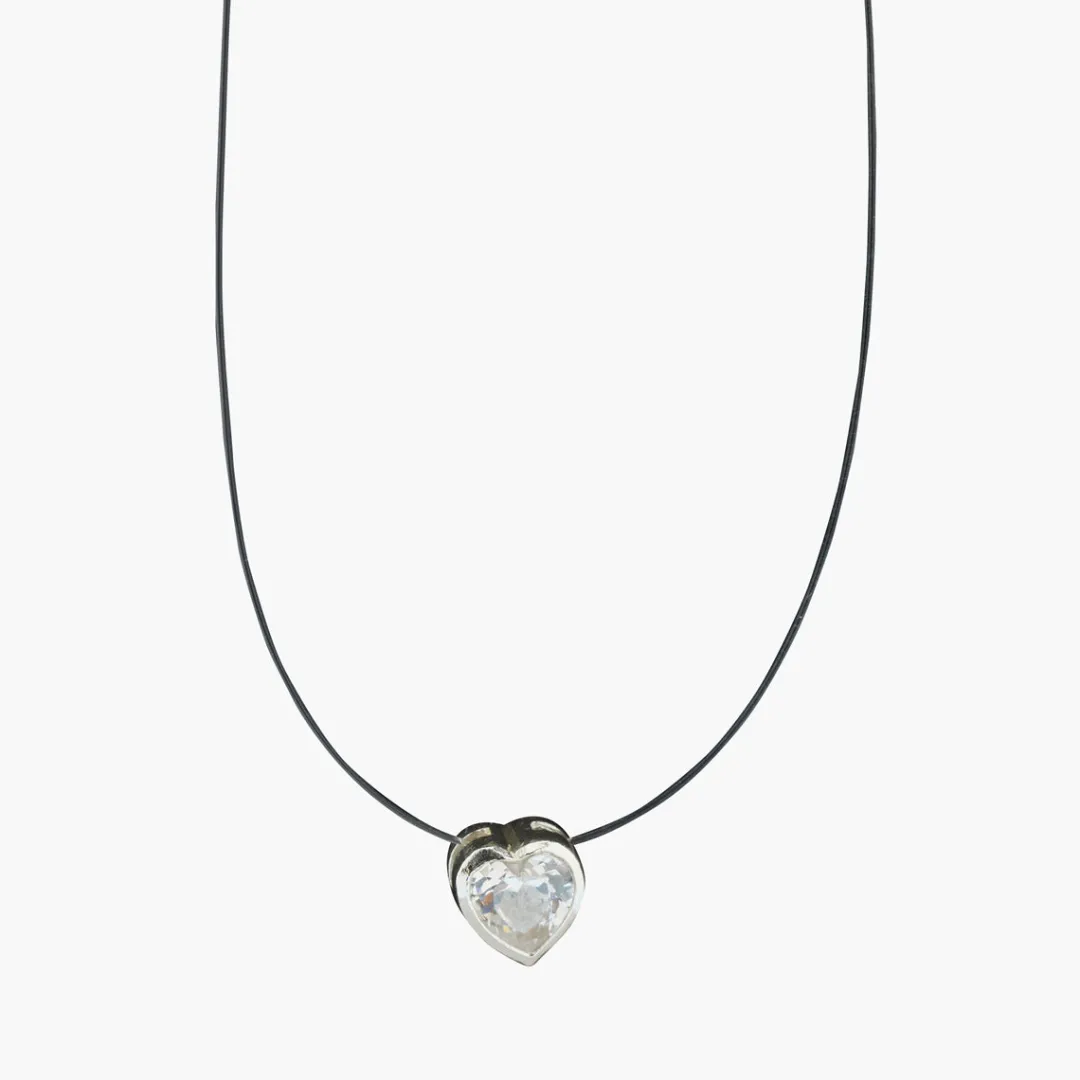 New Collier coeur Oxyde de Zirconium Argent Garanti Colliers | Colliers