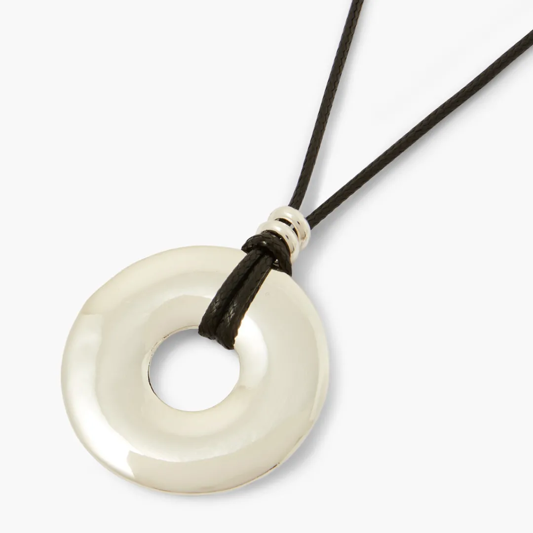 Outlet Collier pendentif disque argenté Colliers