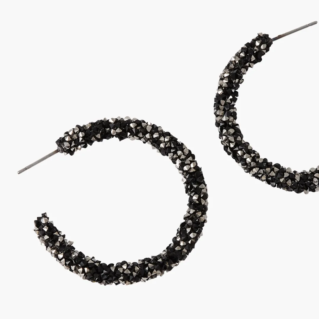 Online Créoles brillantes noires Boucles D'Oreilles