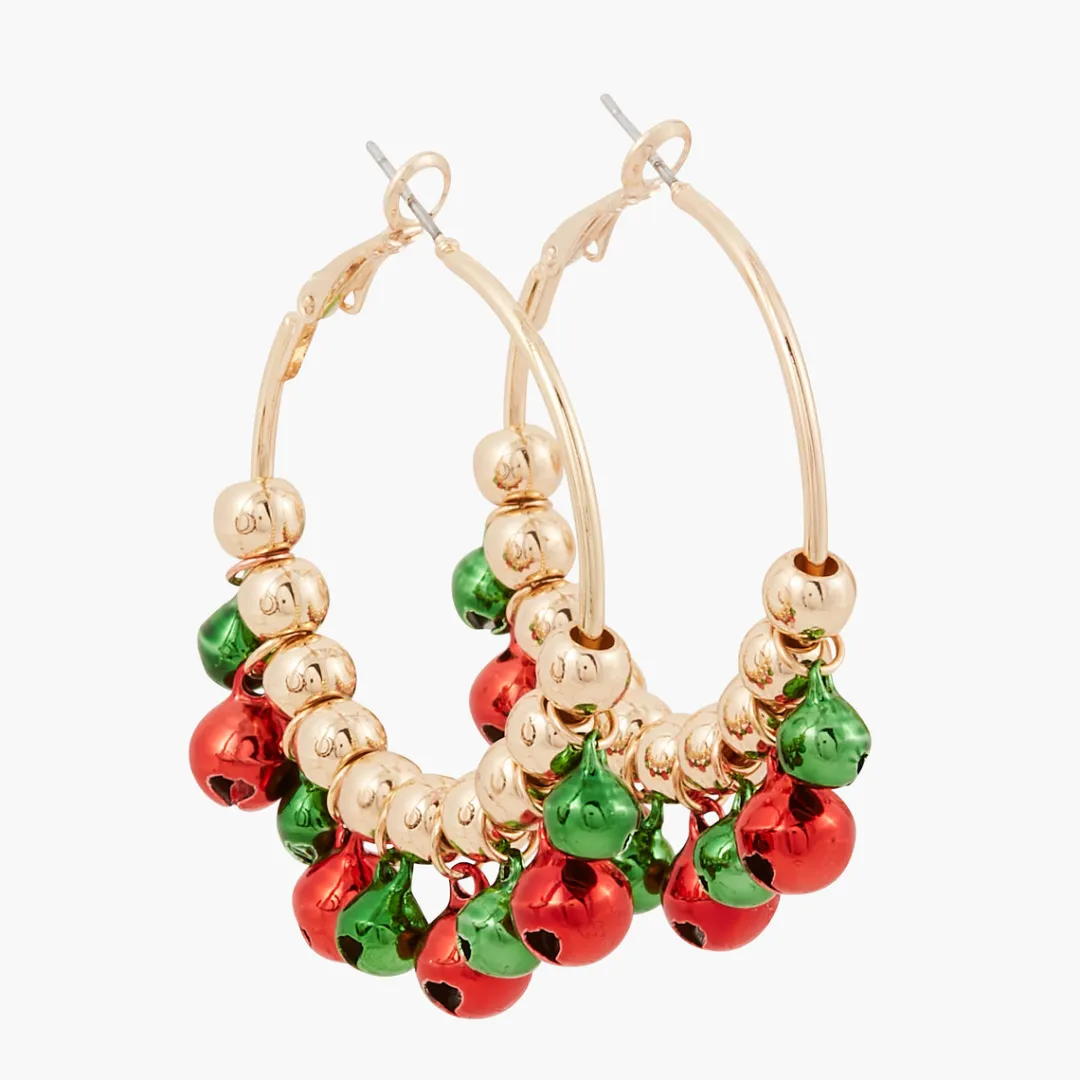 Flash Sale Créoles de Noël avec grelots Boucles D'Oreilles