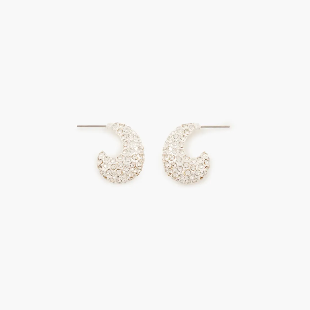 Discount Créoles gouttes à strass argentées Boucles D'Oreilles