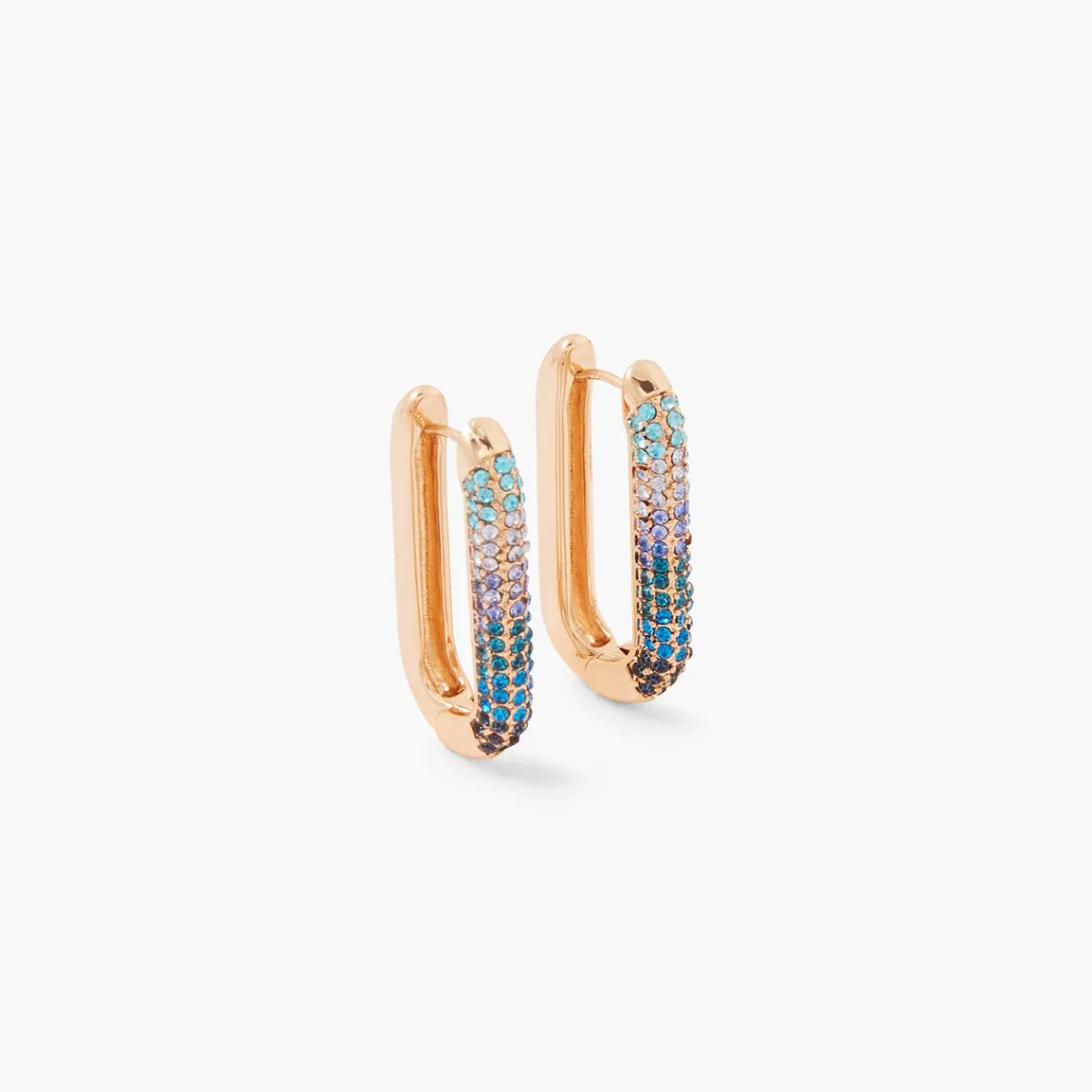 Discount Créoles rectangulaires à strass multicolore Boucles D'Oreilles