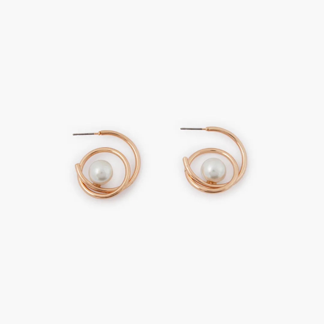 Discount Créoles spirale perle Boucles D'Oreilles