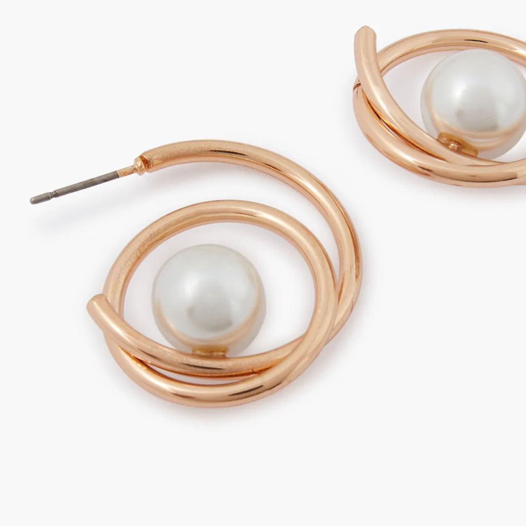 Discount Créoles spirale perle Boucles D'Oreilles