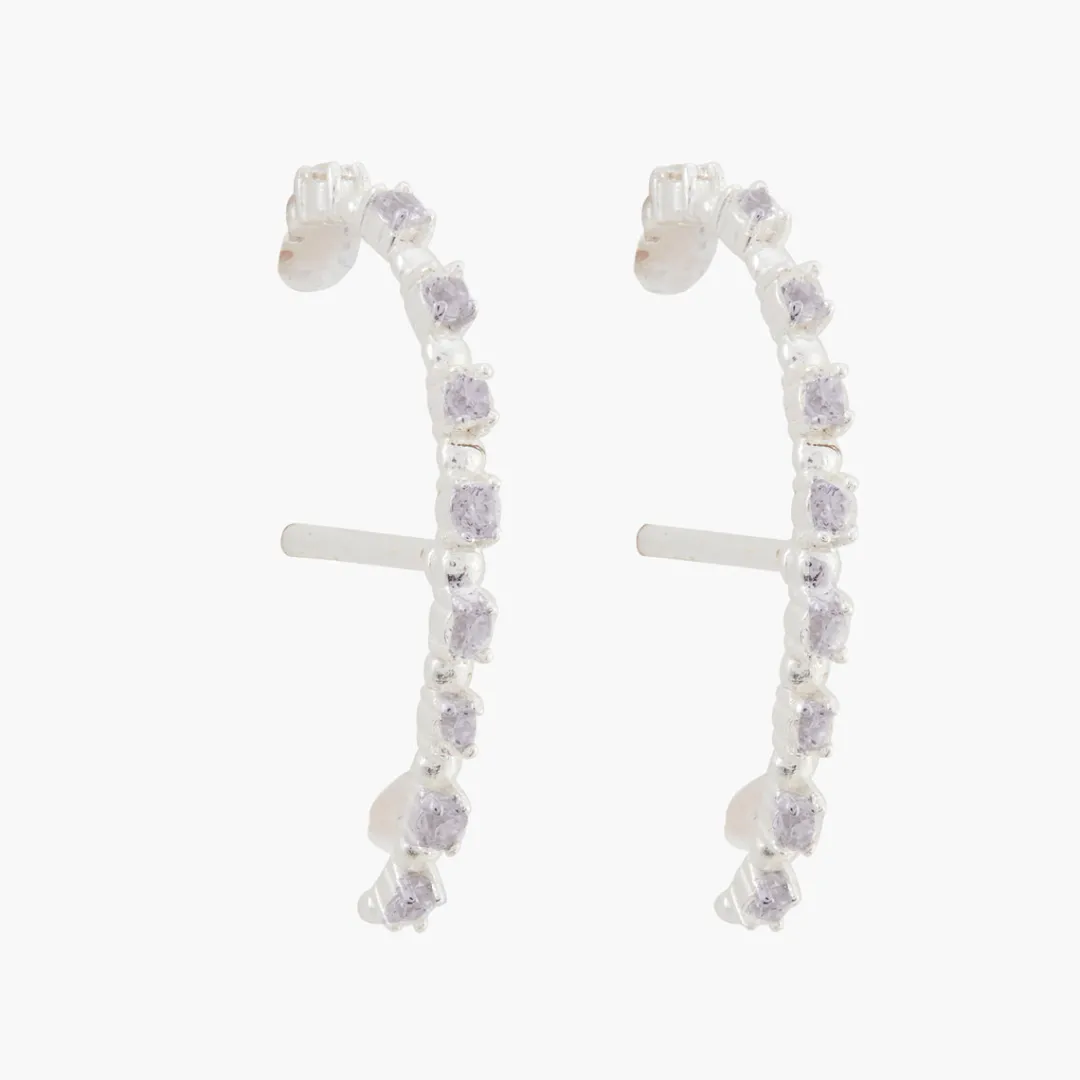 New Demi-créoles zirconium Argent Garanti Boucles D'Oreilles | Boucles D'Oreilles