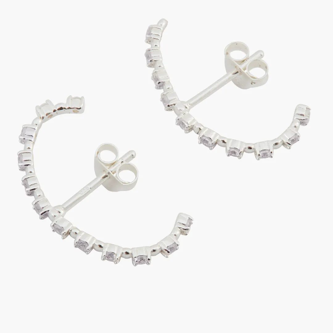 New Demi-créoles zirconium Argent Garanti Boucles D'Oreilles | Boucles D'Oreilles