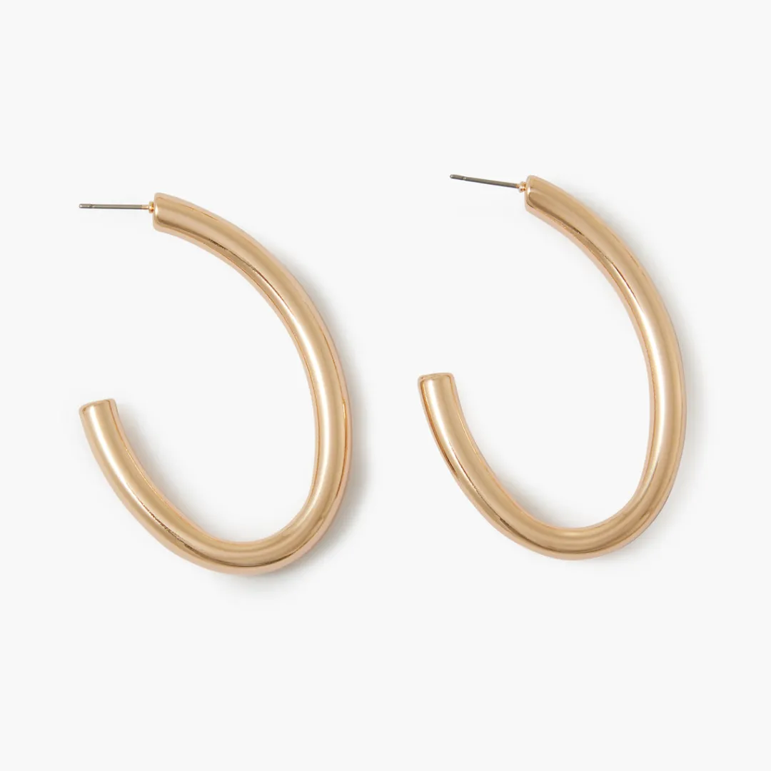 Outlet Grandes demi créoles dorées Boucles D'Oreilles