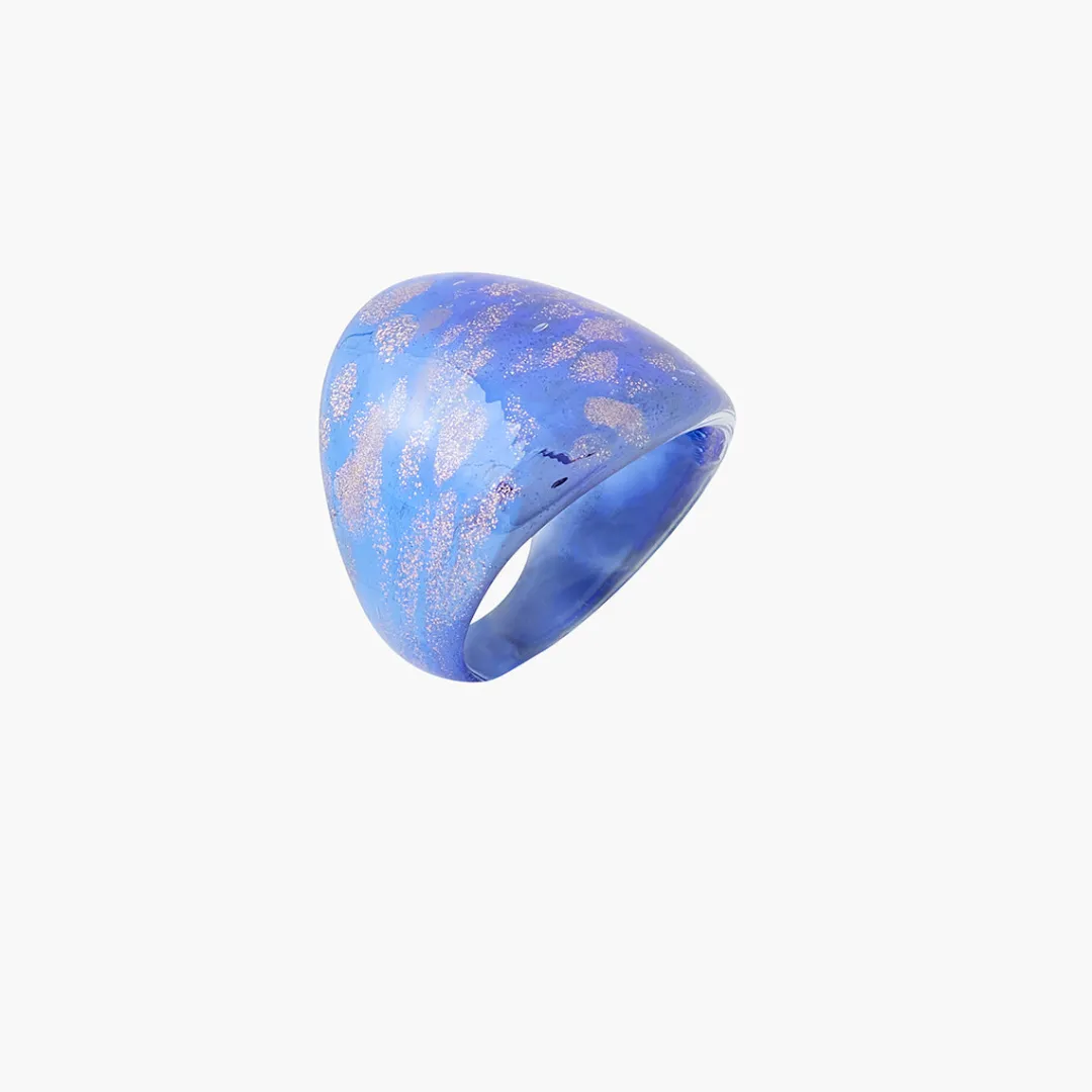 Flash Sale Grosse bague en verre bleue Bagues