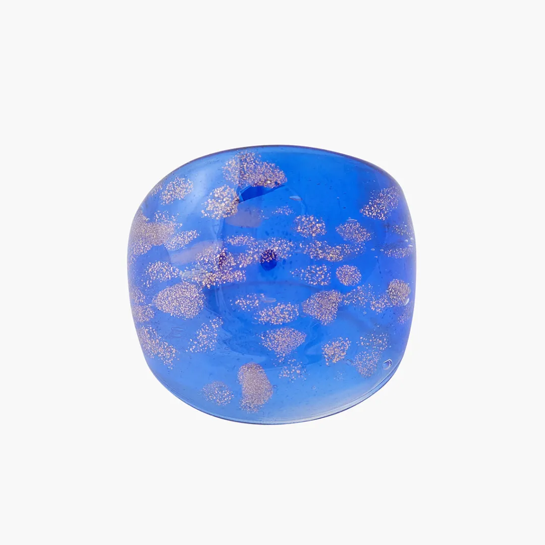 Flash Sale Grosse bague en verre bleue Bagues