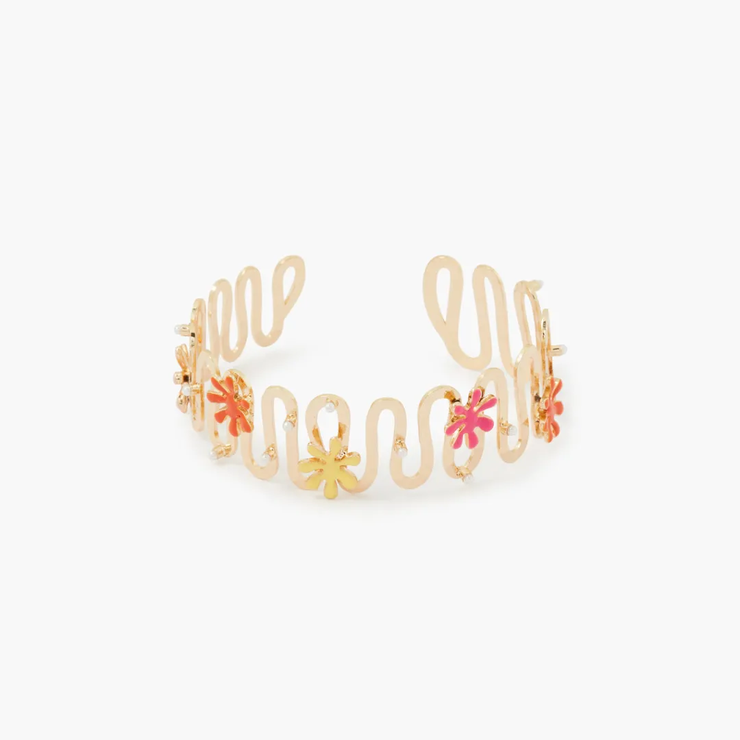 Online Manchette zigzag et fleurs Bracelets