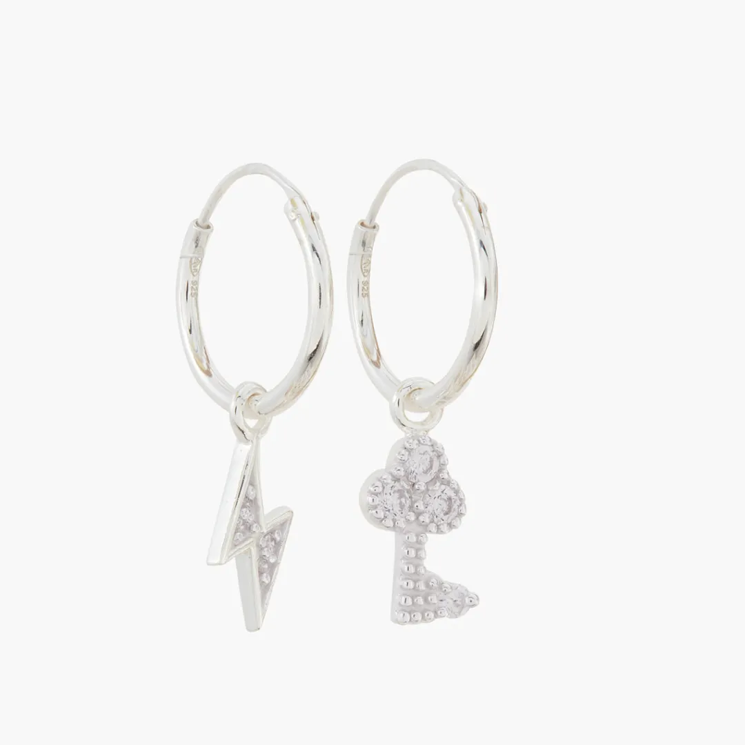 Outlet Mini-créoles charms dépareillées Argent Garanti Boucles D'Oreilles | Boucles D'Oreilles