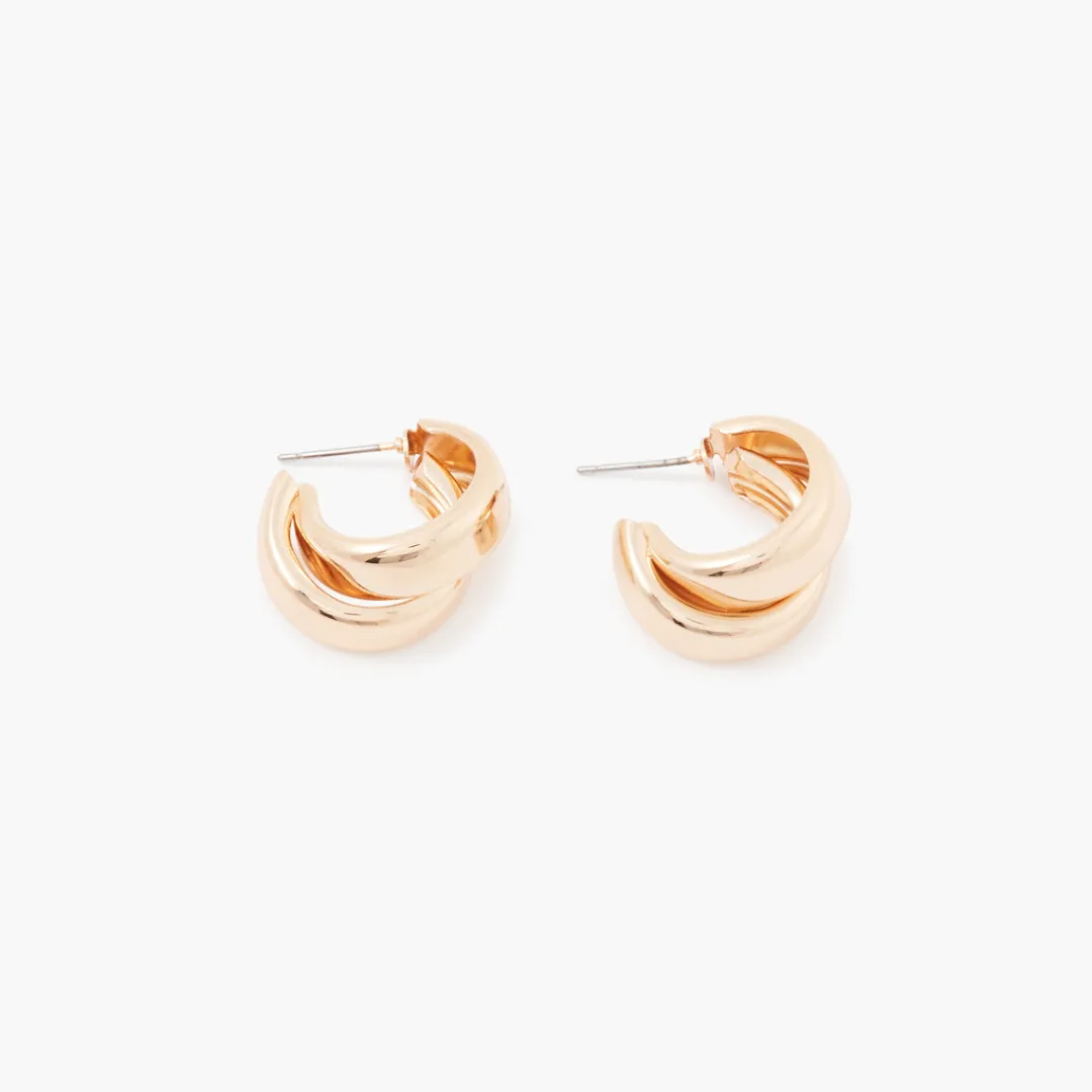 Cheap Petites créoles doubles rangs Boucles D'Oreilles