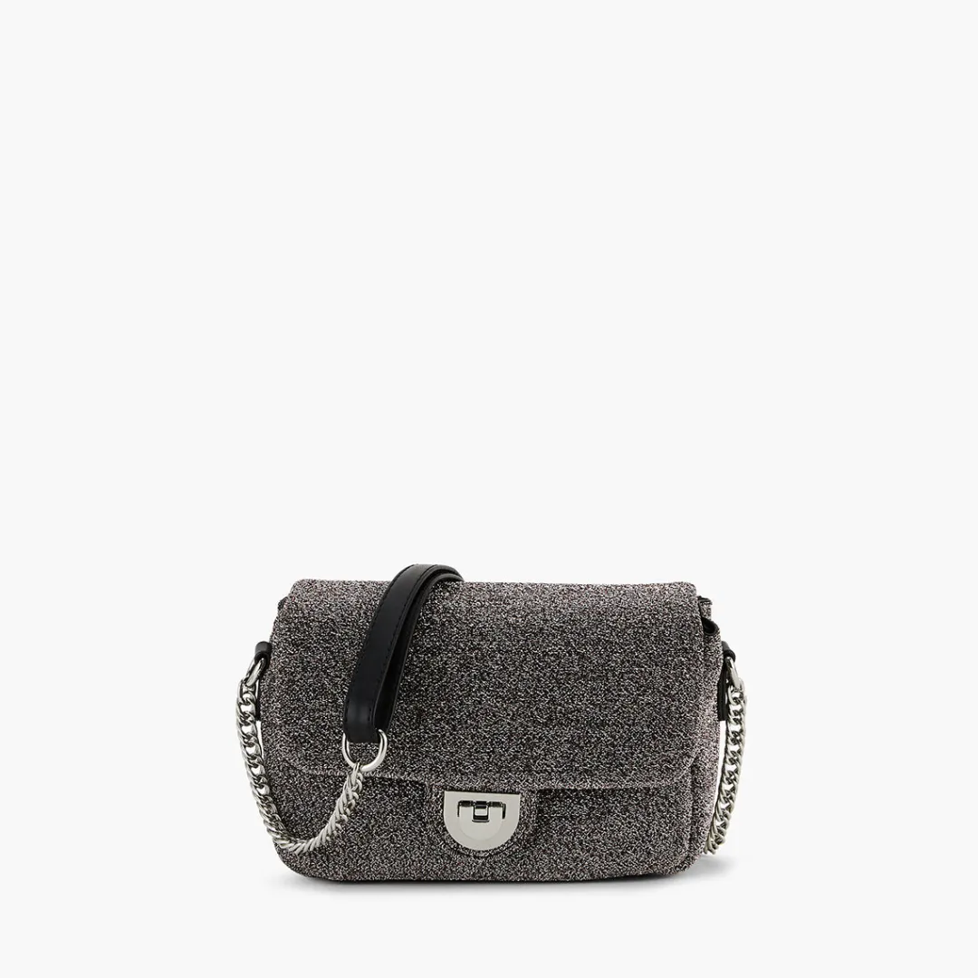 Sale Sac à bandoulière bi-matière lurex gris Sacs À Bandoulière