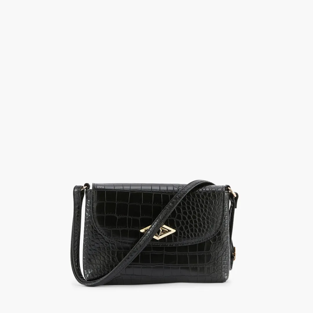 Store Sac à bandoulière effet croco noir Sacs À Bandoulière