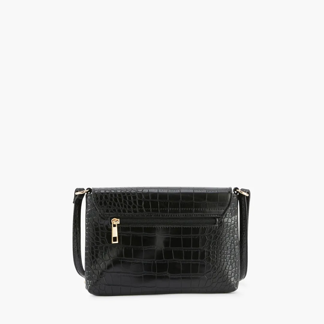 Store Sac à bandoulière effet croco noir Sacs À Bandoulière