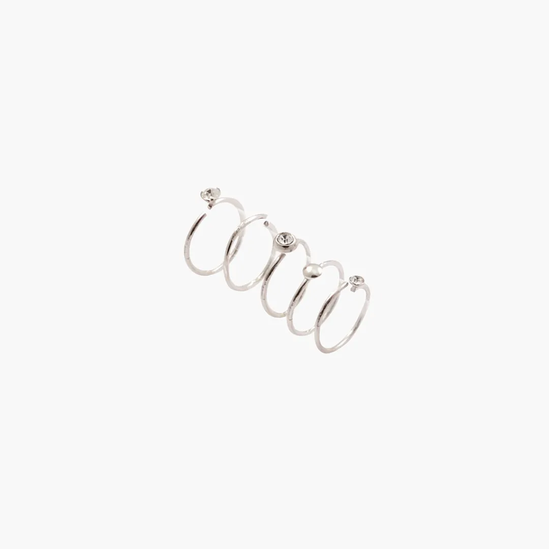 Discount Set de 5 anneaux piercings argent sterling Piercings