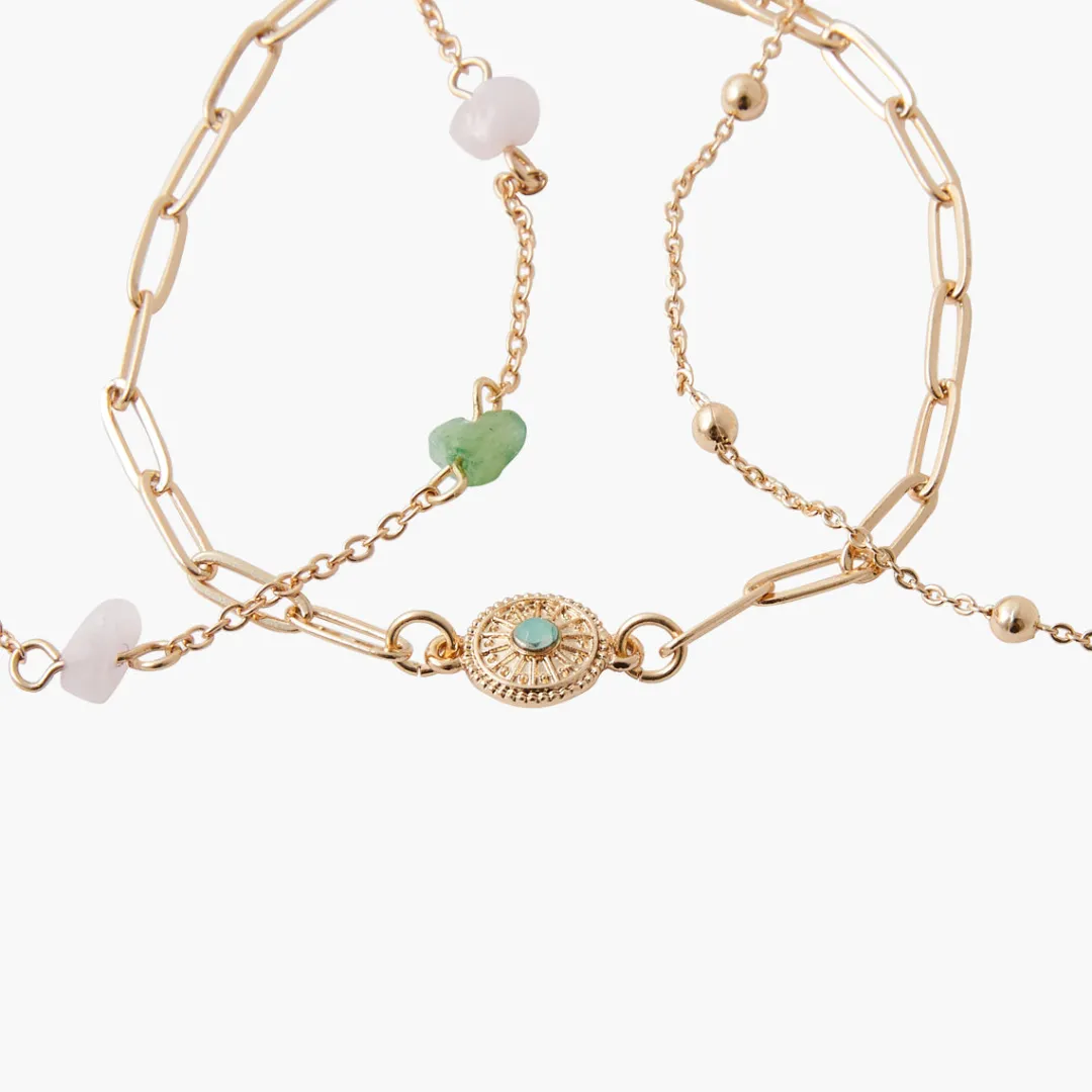 Hot Set de 3 bracelets assortis avec pierres fines Bracelets