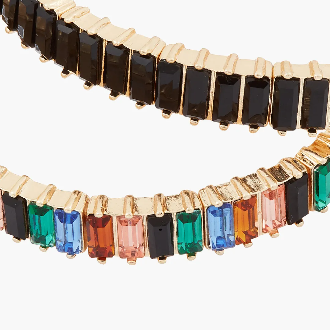 Best Set de 2 bracelets élastiques strass noir et multicolore Bracelets