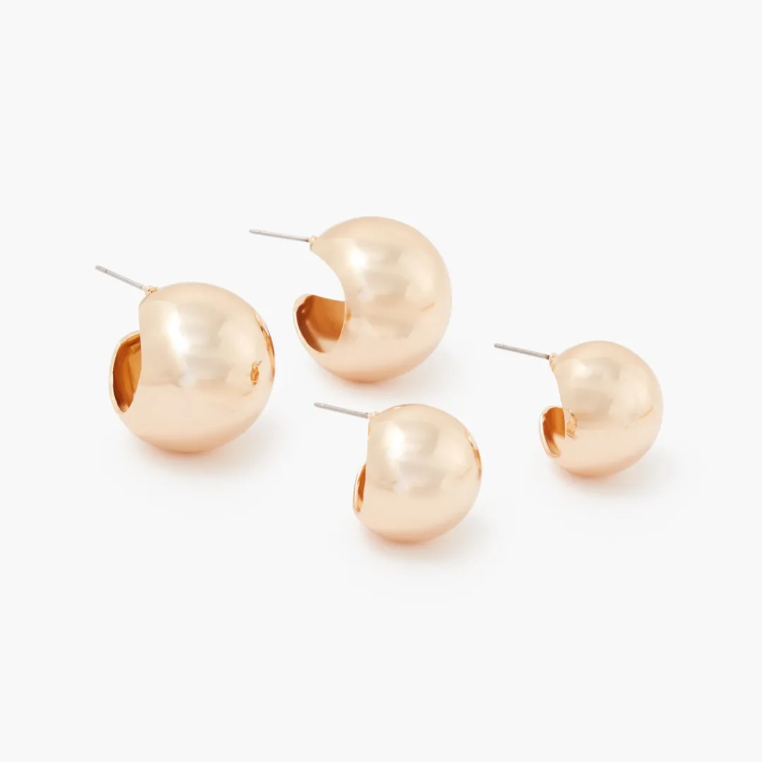 Discount Set de 2 créoles boules Boucles D'Oreilles