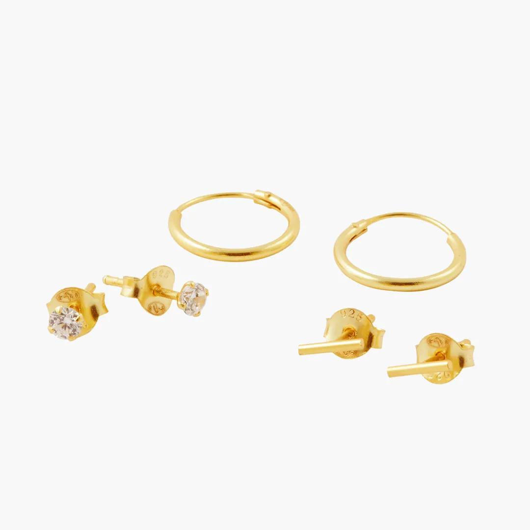 New Set de 3 paires de boucles d'oreilles assortie Argent Garanti Boucles D'Oreilles | Boucles D'Oreilles