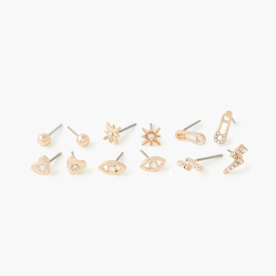 Outlet Set de 6 paires de boucles d'oreilles avec strass Boucles D'Oreilles