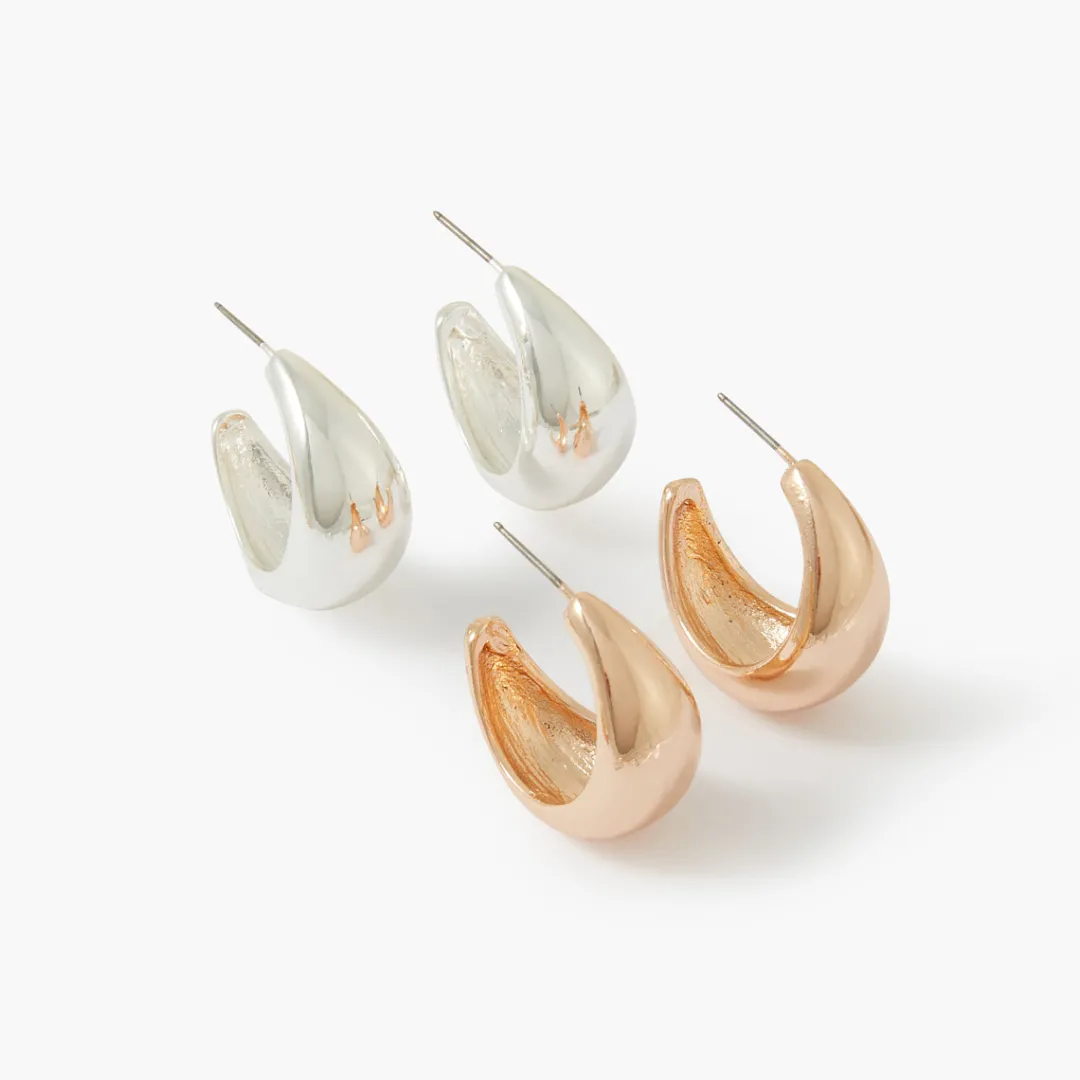 Outlet Set de 2 paires de créoles Boucles D'Oreilles