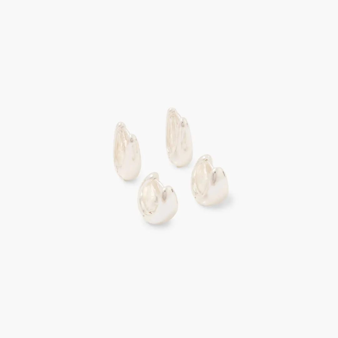 Flash Sale Set de 2 petites créoles articulées argentées Boucles D'Oreilles