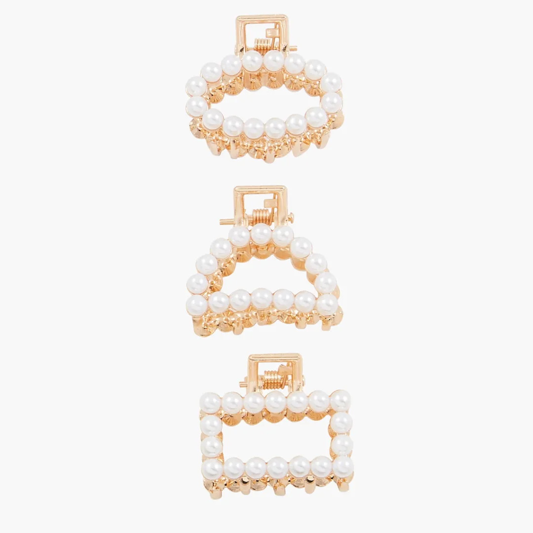 Best Sale Set de 3 petites pinces croco avec perles Pinces À Cheveux