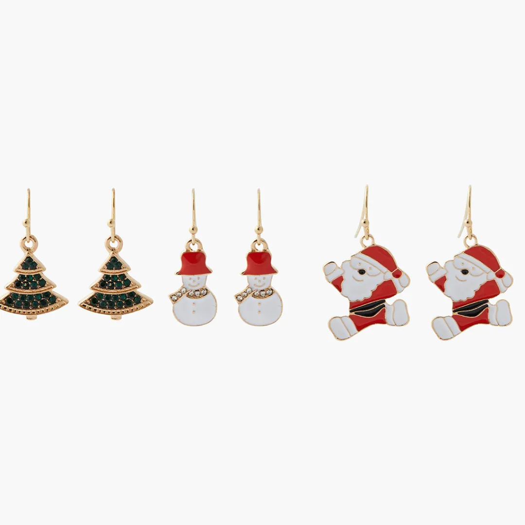 New Set de boucles d'oreilles pendantes doré Crazy Xmas Boucles D'Oreilles